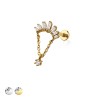 MULTI CZ BAGUETTE BEZEL DANGLE CHAIN TOP 316L SURGICAL STEEL THREADLESS (PUSH IN ) LABRET SET